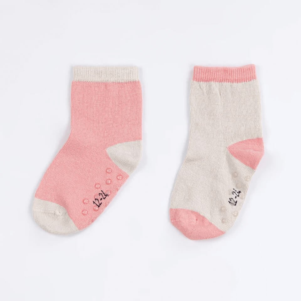 Organik Blush Ekru 2'li Çorap | Yumuşak ve Nefes Alan Bebek Çorabı