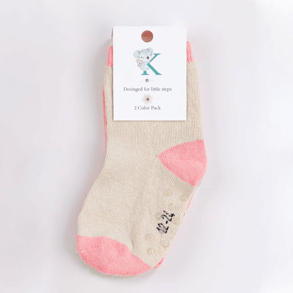 Organik Blush Ekru 2'li Çorap | Yumuşak ve Nefes Alan Bebek Çorabı