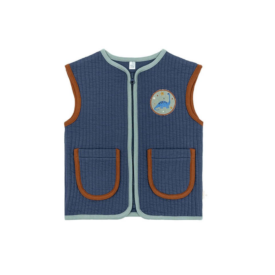 Lacivert Renk Kapitone Yelek | Kontrast Biyeli, Hafif ve Rahat Model