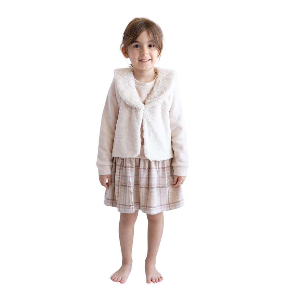 Kız Bebek Peluş Yelek | Vizon Renk | Şık, Hafif ve Sıcak Tutan Model