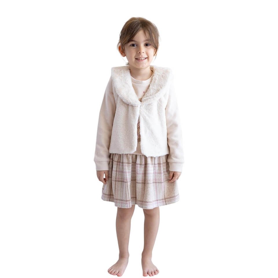 Kız Bebek Peluş Yelek-Vizon