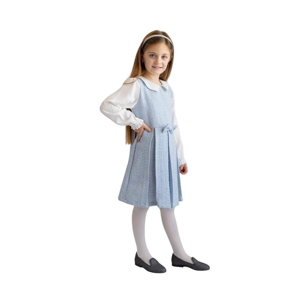 Kız Çocuk Mavi Elbise| Nefes Alan Kumaş | Yazlık Stil | Okul & Etkinlik Kombini