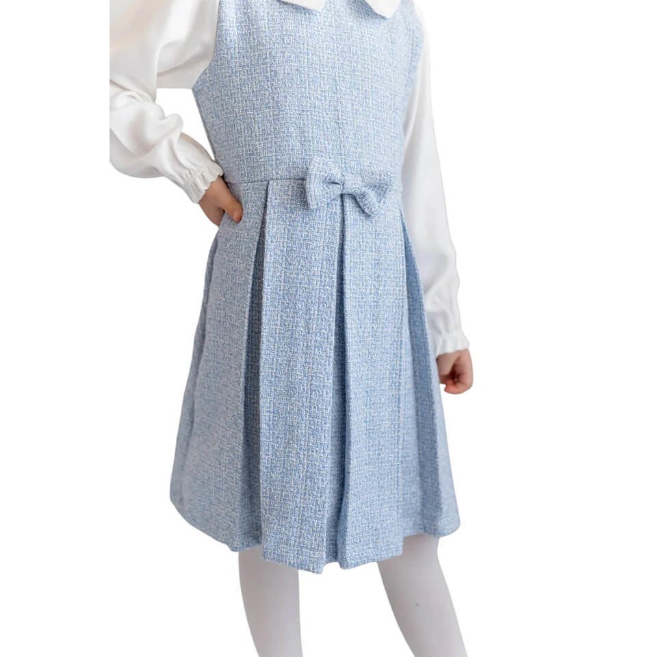 Kız Çocuk Mavi Elbise| Nefes Alan Kumaş | Yazlık Stil | Okul & Etkinlik Kombini