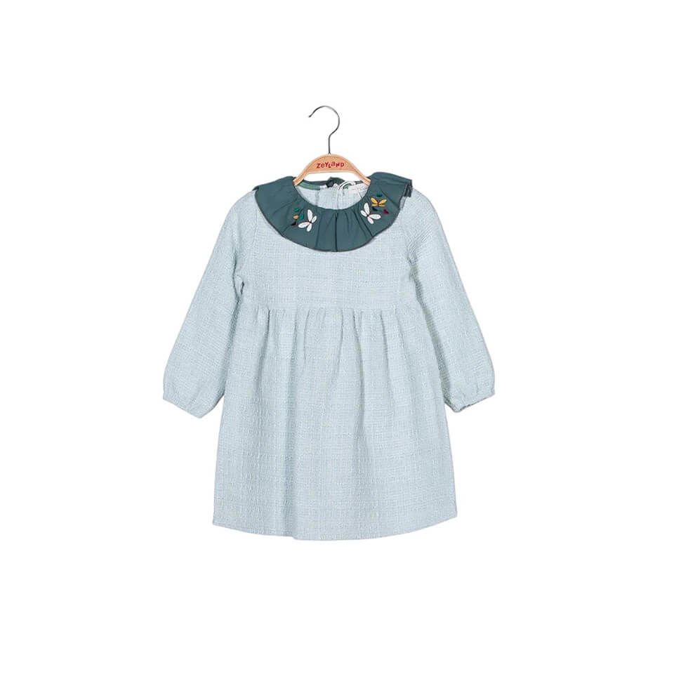 Mint Renk Çocuk Yaka Detaylı Elbise | Bebek & Çocuk İçin Yazlık Model