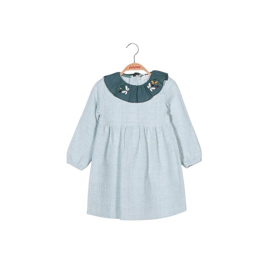 Mint Renk Çocuk Yaka Detaylı Elbise | Bebek & Çocuk İçin Yazlık Model