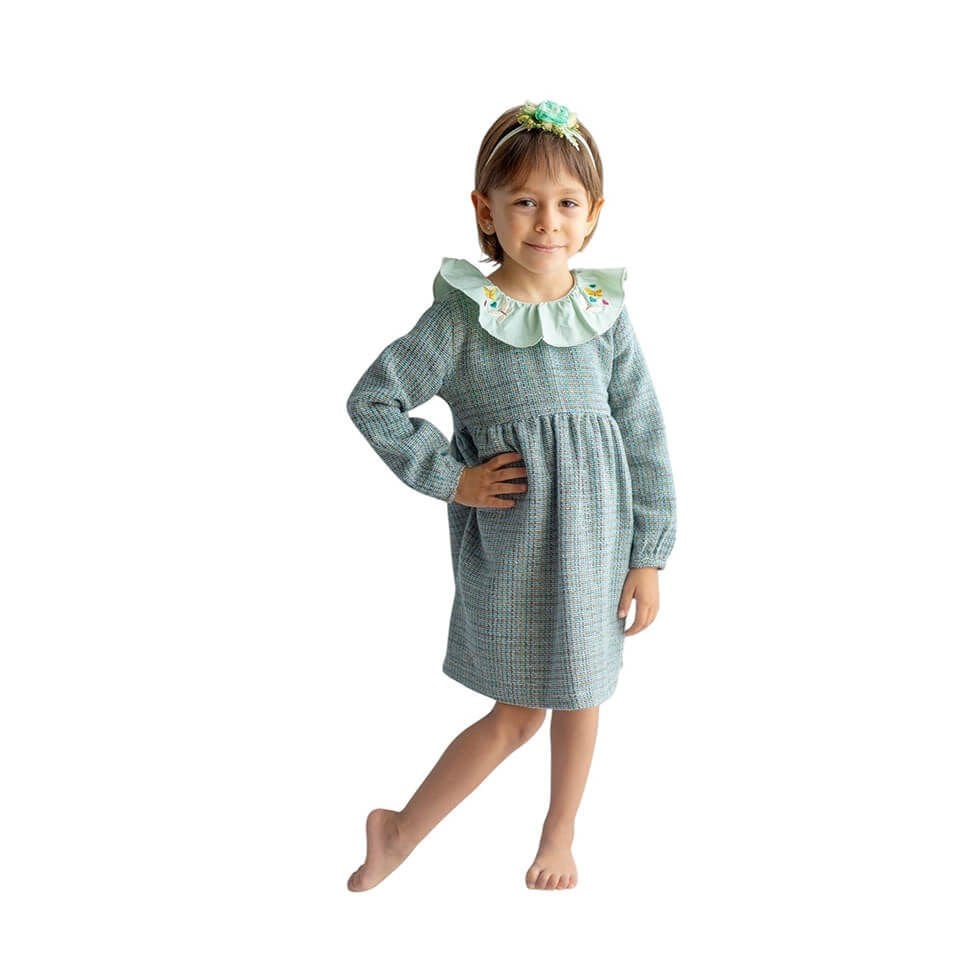 Yeşil Yaka Detaylı Kız Elbisesi | Bebek ve Çocuk İçin | Günlük & Özel Gün Kombini