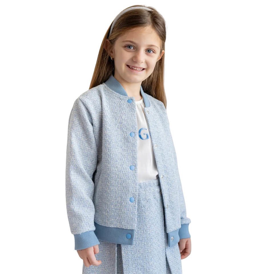 Kız Çocuk Ceket-Mavi Dokuma | Şık ve Modern Tasarım | Günlük & Özel Gün Kombini