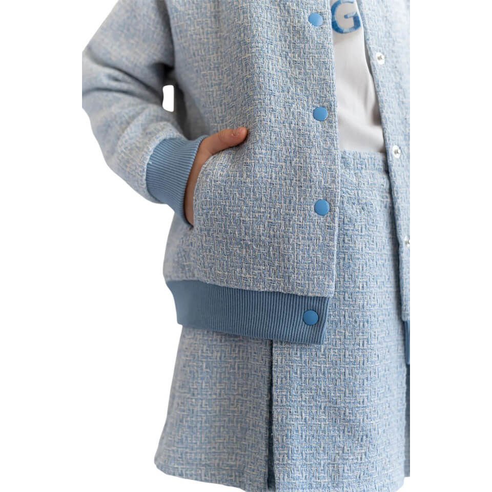 Kız Çocuk Ceket-Mavi Dokuma | Şık ve Modern Tasarım | Günlük & Özel Gün Kombini
