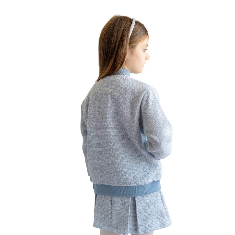 Kız Çocuk Ceket-Mavi Dokuma | Şık ve Modern Tasarım | Günlük & Özel Gün Kombini