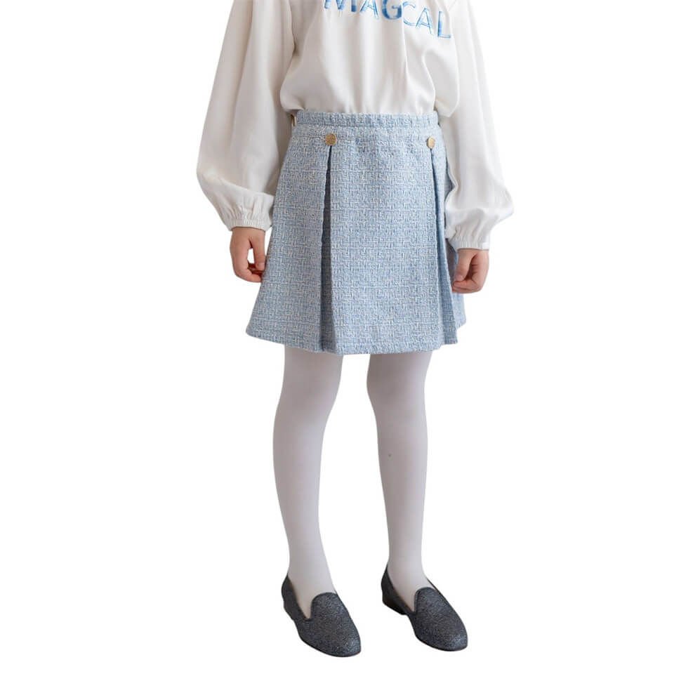 Tüvit Kumaş Pileli Etek | Kız Çocuk Kışlık & Baharlık Model | Rahat ve Zarif Stil