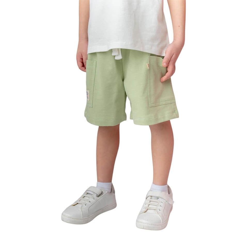 Yandan Cepli Erkek Çocuk Şort | Yeşil Renk | Günlük ve Aktif Kullanım İçin
