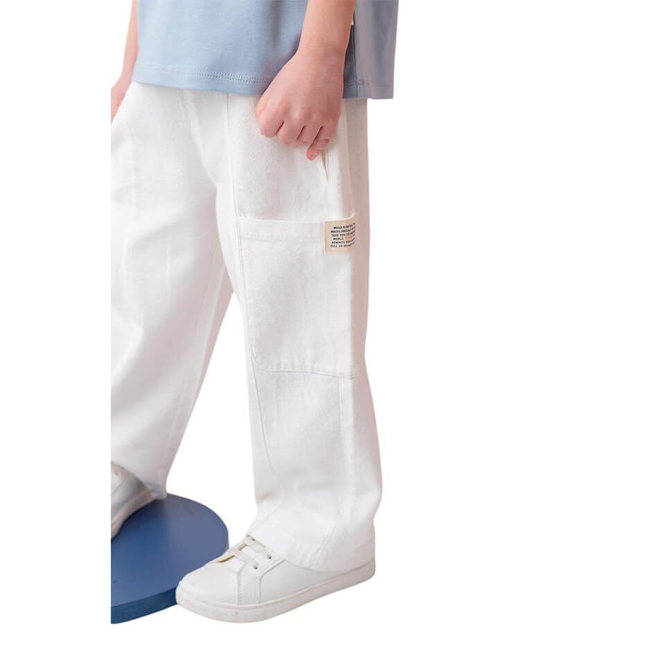 Cep Detaylı Lastikli Pantolon | Beyaz Renk | Yazlık ve Günlük Kullanım