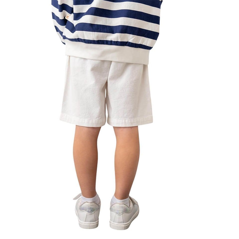 Beyaz Kargo Cepli Erkek Çocuk Şort | Yazlık Konforlu Tasarım | Günlük Kullanım