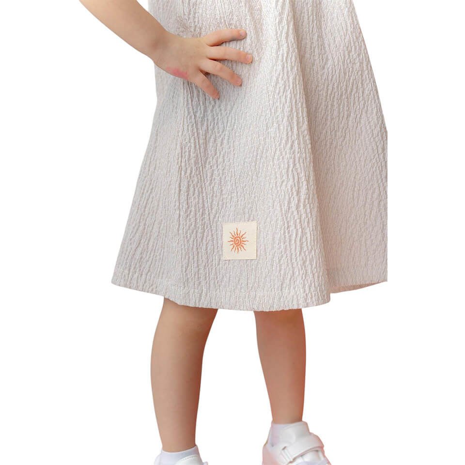 Arion Kids Kız Çocuk Elbise | Gofre Kumaş | Taş Çizgili & Arkası Fiyonklu Tasarım