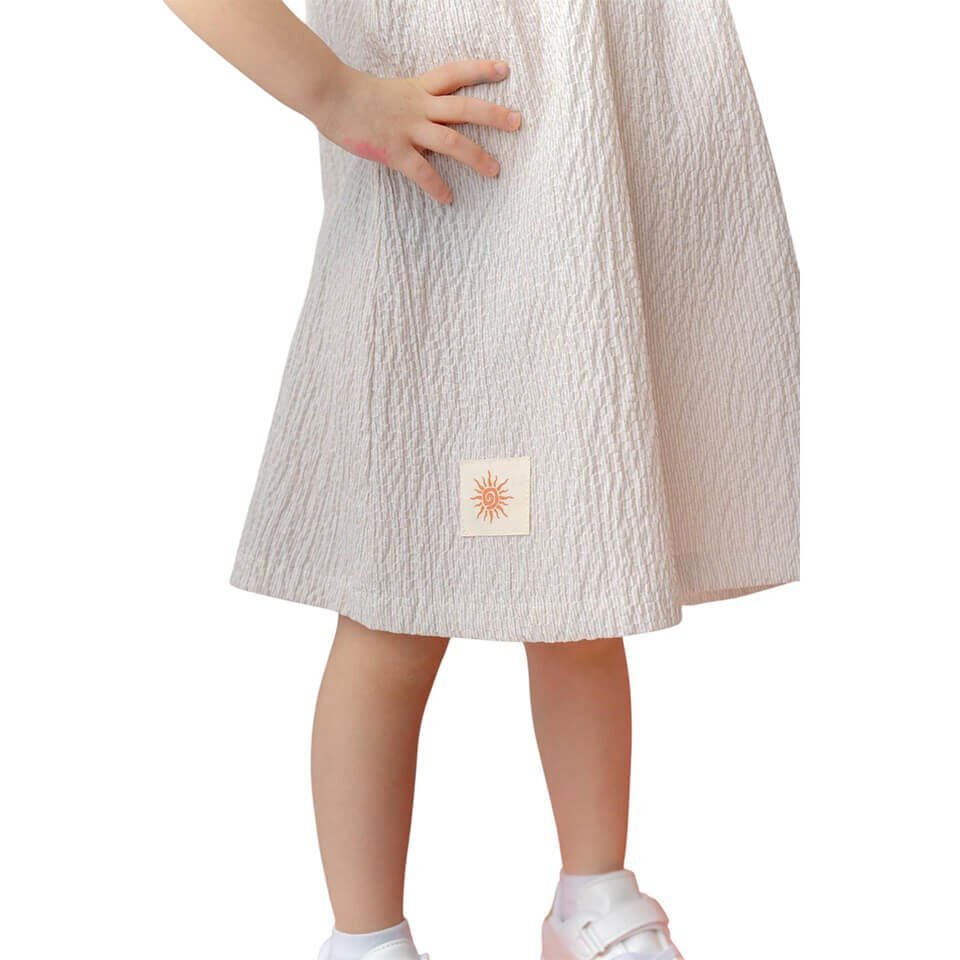 Arion Kids Kız Çocuk Fiyonklu Gofre Elbise | Gofre Kumaş | Taş Çizgili & Arkası Fiyonklu Tasarım