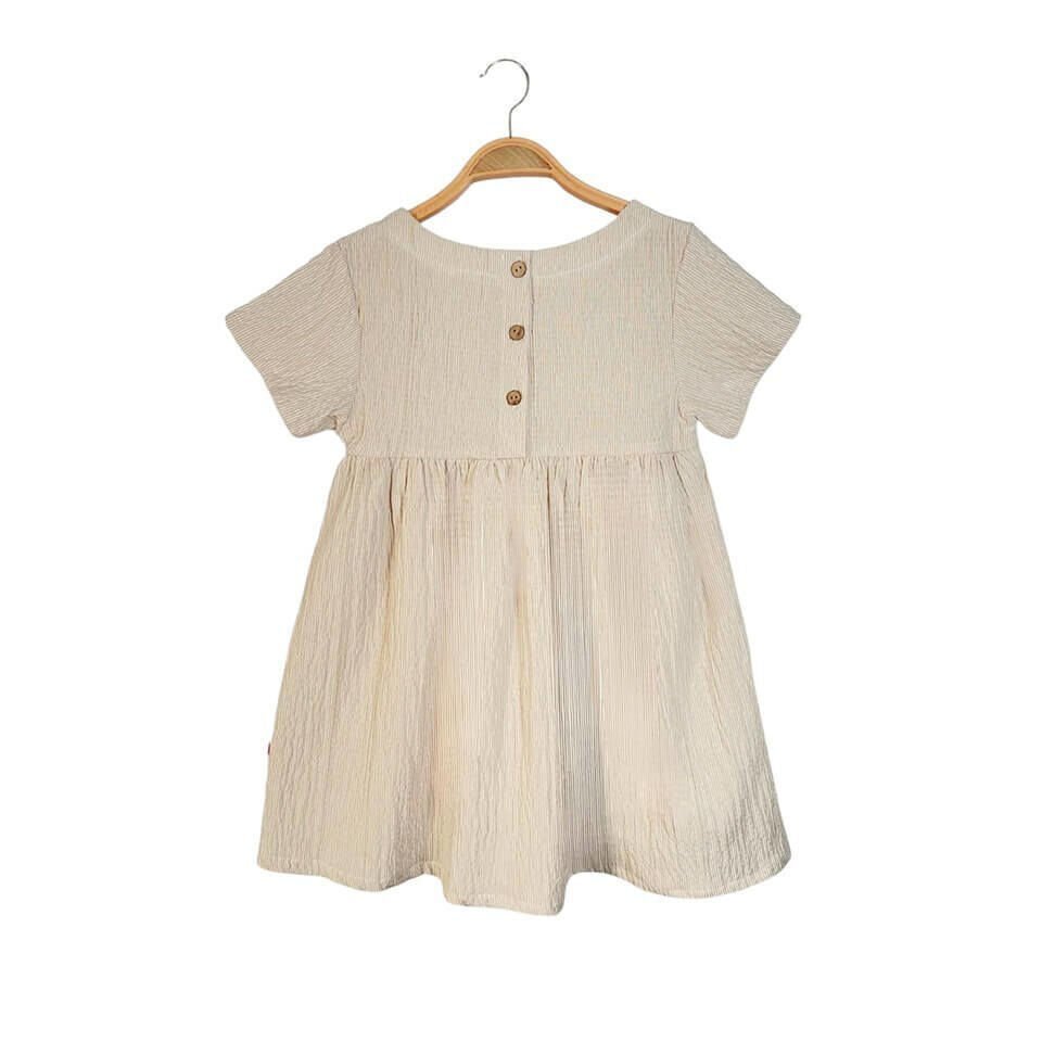 Arion Kids Gofre Elbise | Kız Çocuk Çizgili Yarım Kol Tasarım | Günlük & Özel Günler İçin