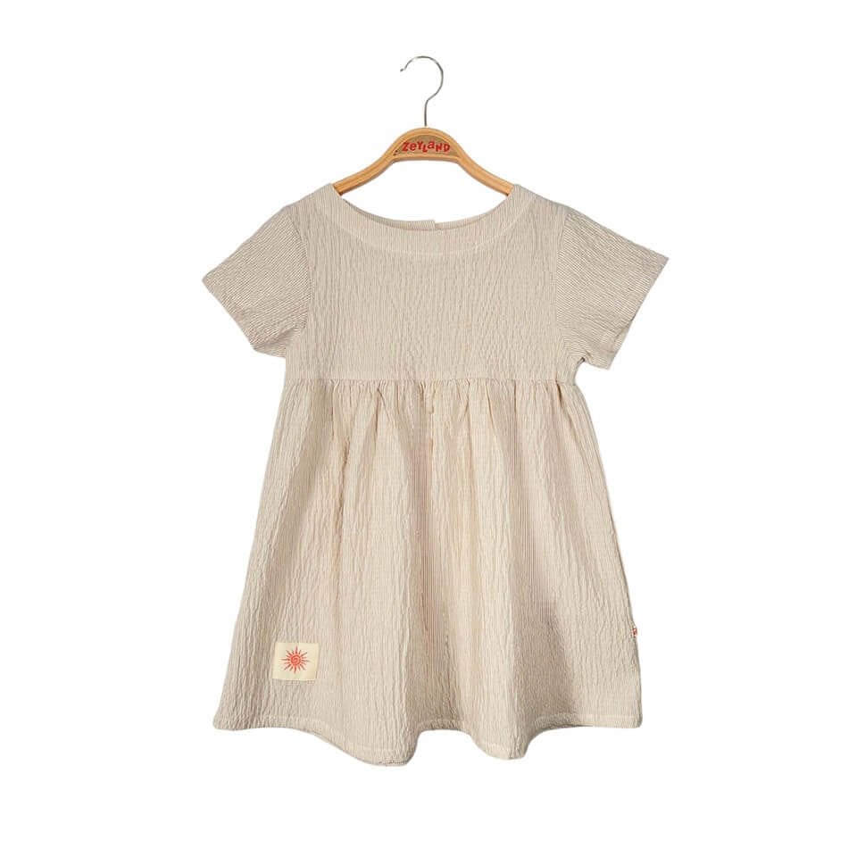 Arion Kids Gofre Elbise | Kız Çocuk Çizgili Yarım Kol Tasarım | Günlük & Özel Günler İçin
