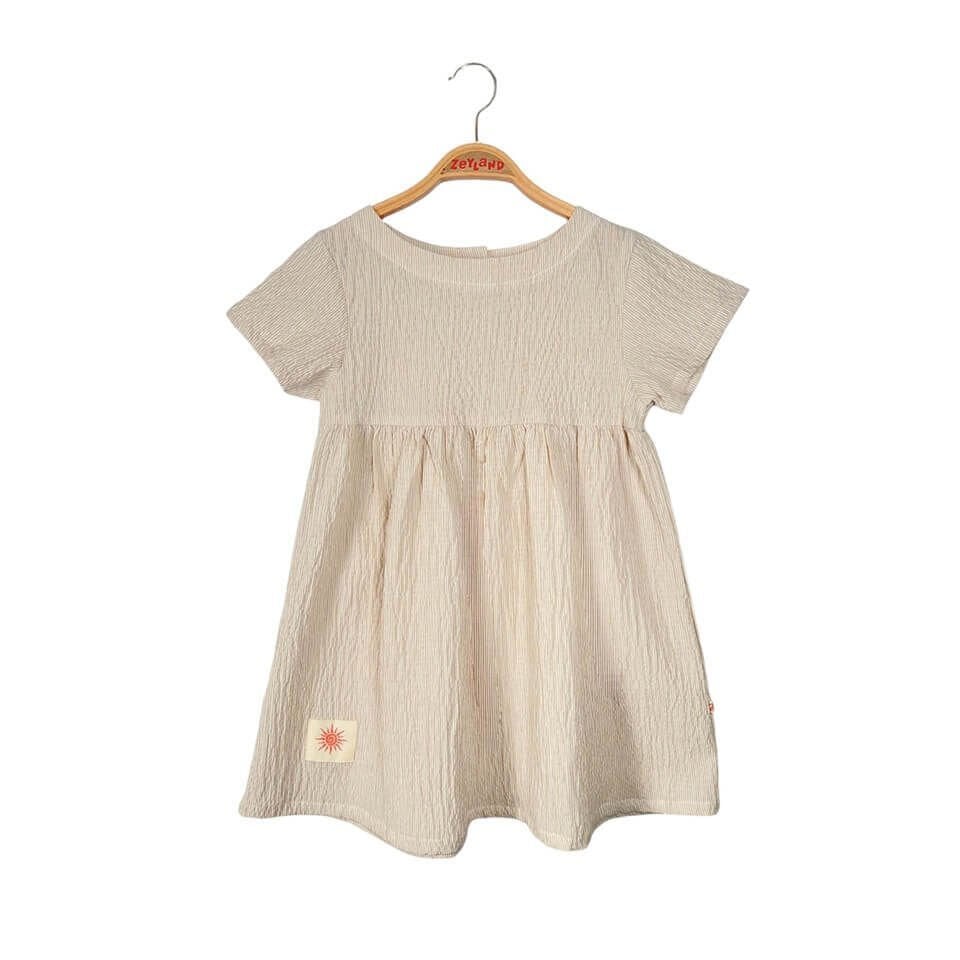 Arion Kids Gofre Elbise | Kız Çocuk Çizgili Yarım Kol Tasarım | Günlük & Özel Günler İçin