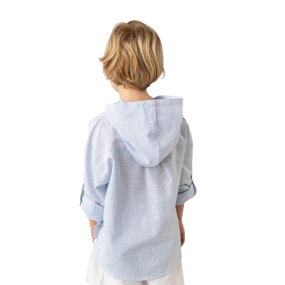 Mavi Çizgili Keten Gömlek | Erkek Çocuk Yazlık Gömlek | Hafif ve Nefes Alan Kumaş