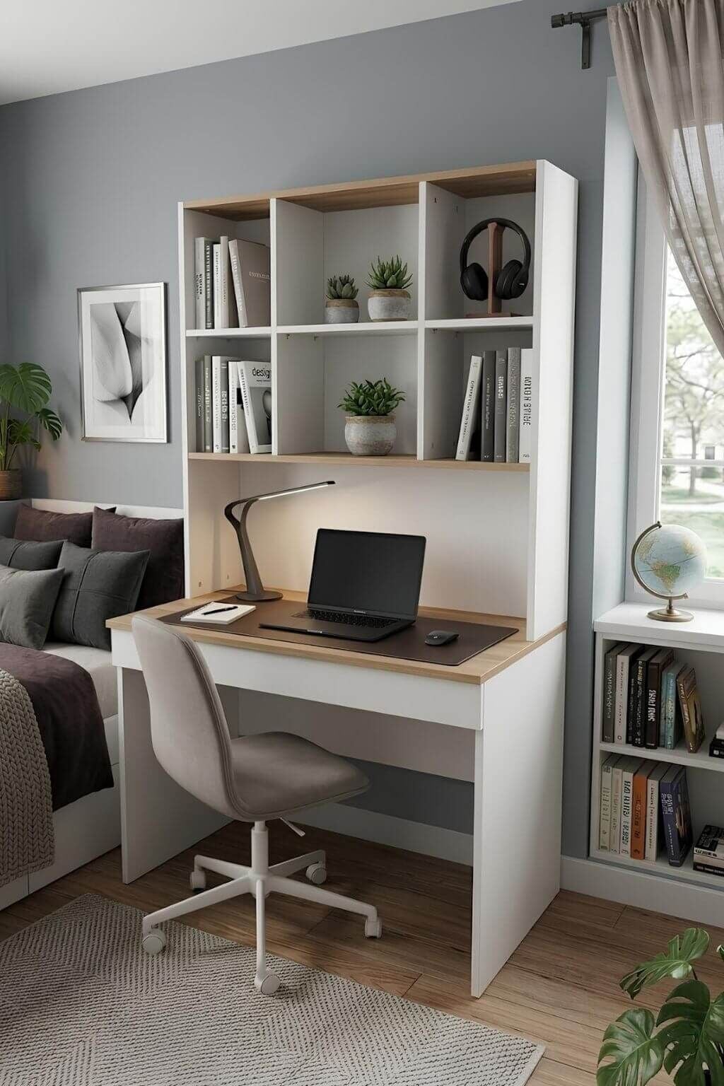 Yeni Nesil Genç Odası Çalışma Masası| Ergonomik Tasarım | Kitaplıklı ve Kapaklı Model