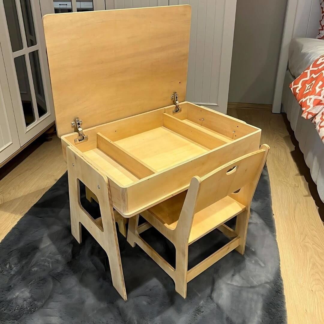 Doğal Kavak Kontrplak Çalışma Masası | Çocuklara Özel Sağlam ve Şık Model