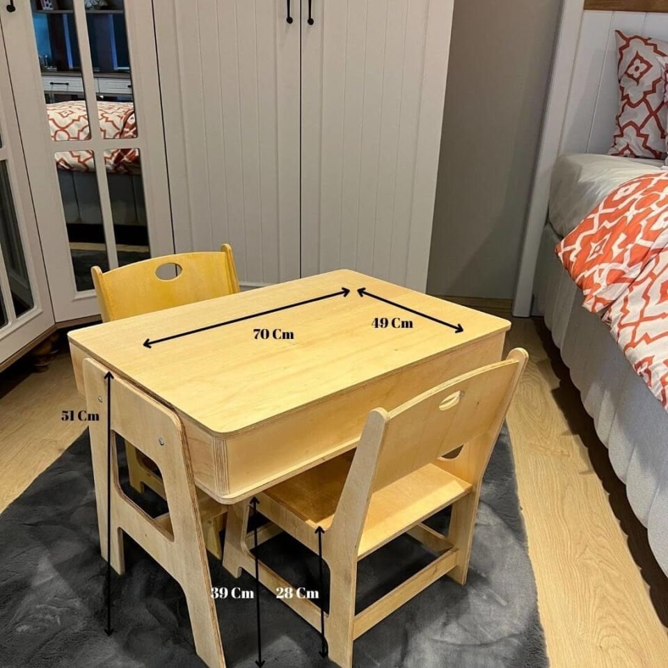 Doğal Kavak Kontrplak Çalışma Masası | Çocuklara Özel Sağlam ve Şık Model