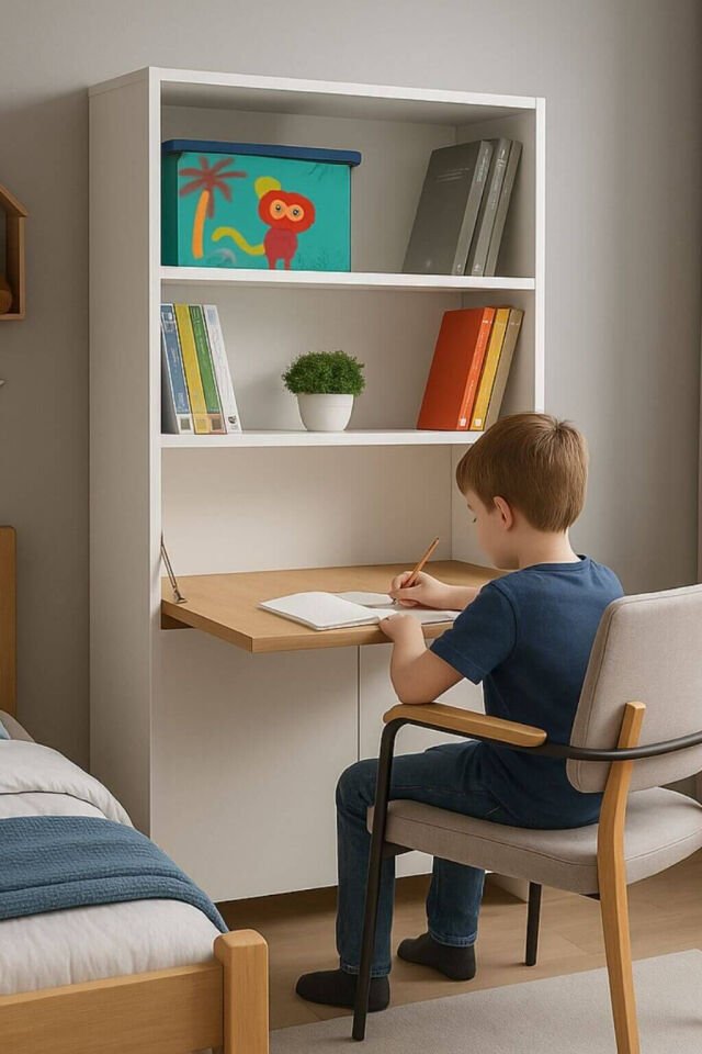 Arion Kitaplıklı ve Açılabilir Çalışma Masalı Çok Amaçlı Ünite – %100 MDF | Yerli Üretim
