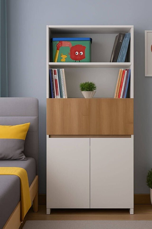 Arion Kitaplıklı ve Açılabilir Çalışma Masalı Çok Amaçlı Ünite – %100 MDF | Yerli Üretim