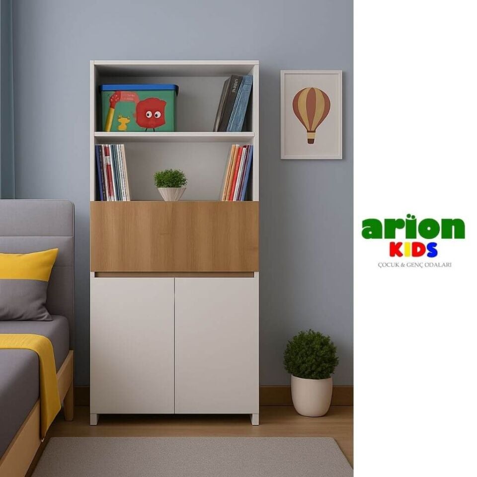 Kitaplıklı ve Açılabilir Çalışma Masalı Çok Amaçlı Ünite – %100 MDF | Yerli Üretim