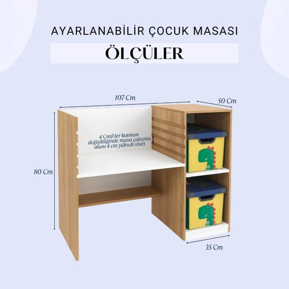 Ayarlanabilir Çalışma Masası | %100 MDF | Ergonomik ve Modern Tasarım