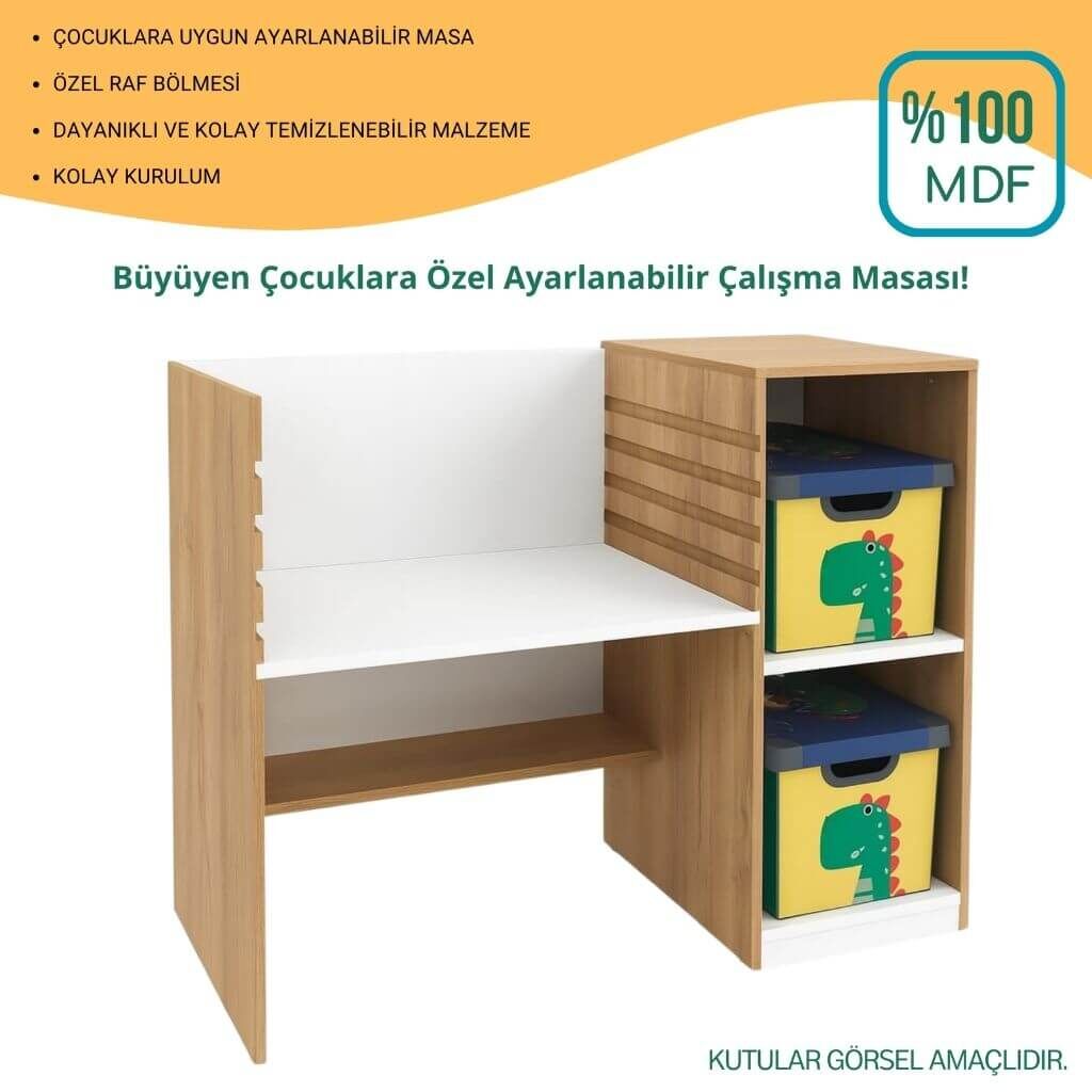 Ayarlanabilir Çalışma Masası | %100 MDF | Ergonomik ve Modern Tasarım