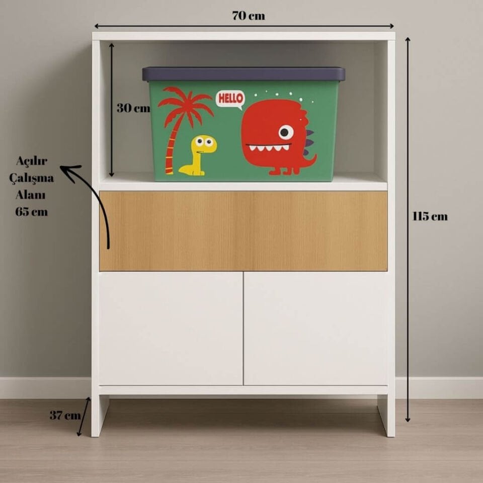 Kitaplıklı ve Açılabilir Çalışma Masası Çok Amaçlı Ünite – %100 MDF | Yerli Üretim- Çocuklar İçin