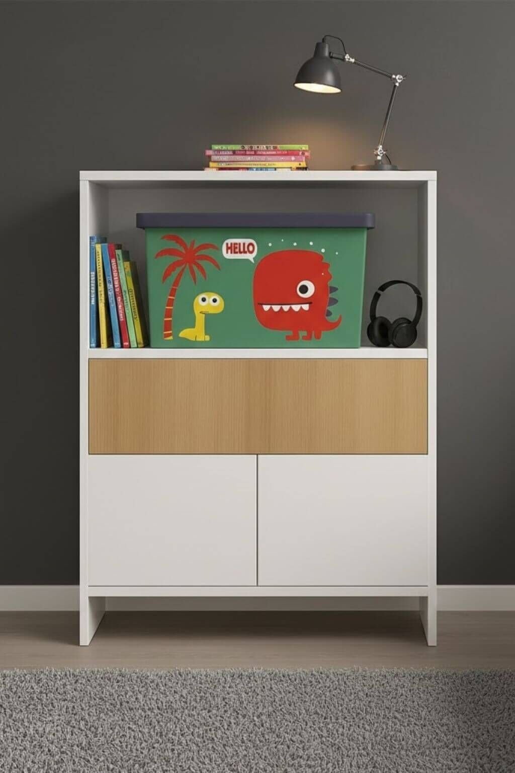 Kitaplıklı ve Açılabilir Çalışma Masası Çok Amaçlı Ünite – %100 MDF | Yerli Üretim- Çocuklar İçin