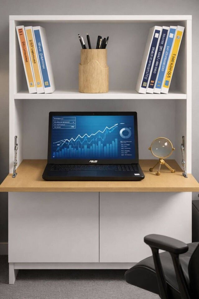 Kitaplıklı ve Açılabilir Çalışma Masası Çok Amaçlı Ünite – %100 MDF | Yerli Üretim- Çocuklar İçin