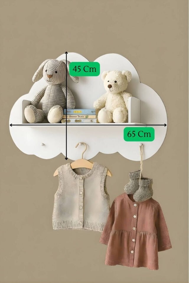 Bulut Desenli Askılık & Kitaplık | %100 MDF | Lake Boya