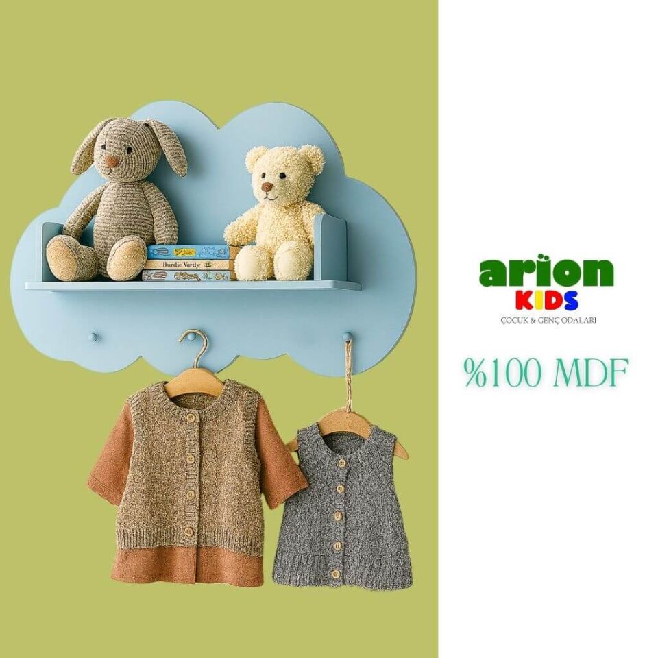 Bulut Desenli Askılık & Kitaplık | %100 MDF