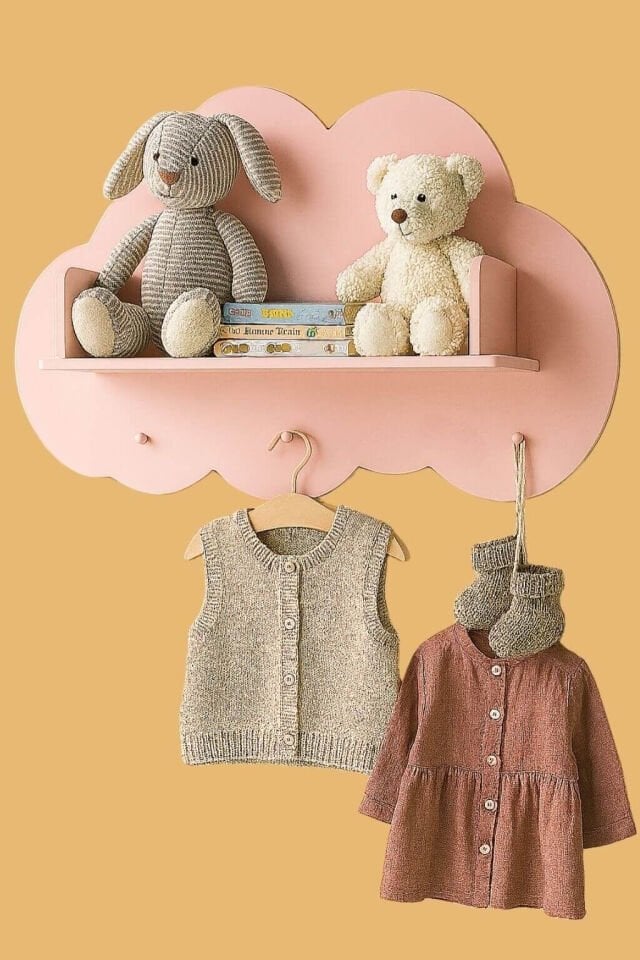 Bulut Desenli Askılık & Kitaplık | %100 MDF | Lake Boya