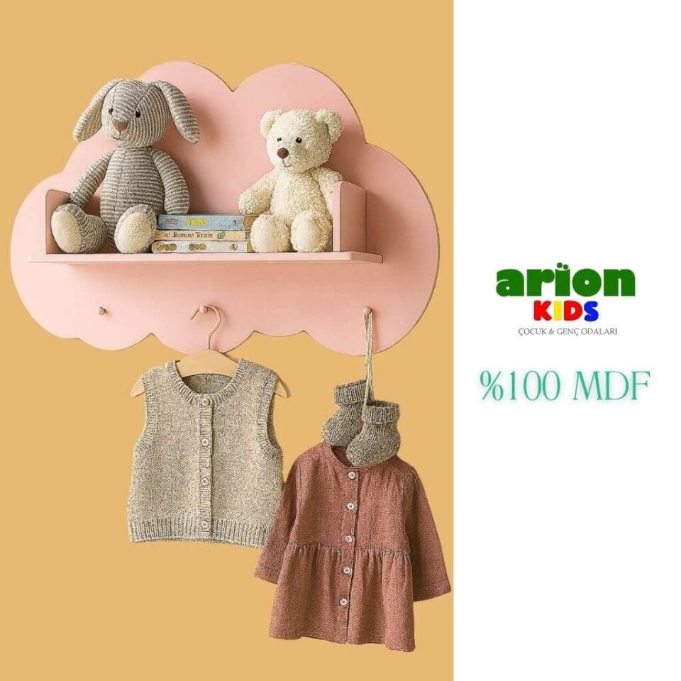 Bulut Desenli Askılık & Kitaplık | %100 MDF