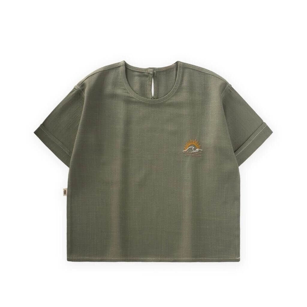 Güneş Nakışlı Keten Bluz