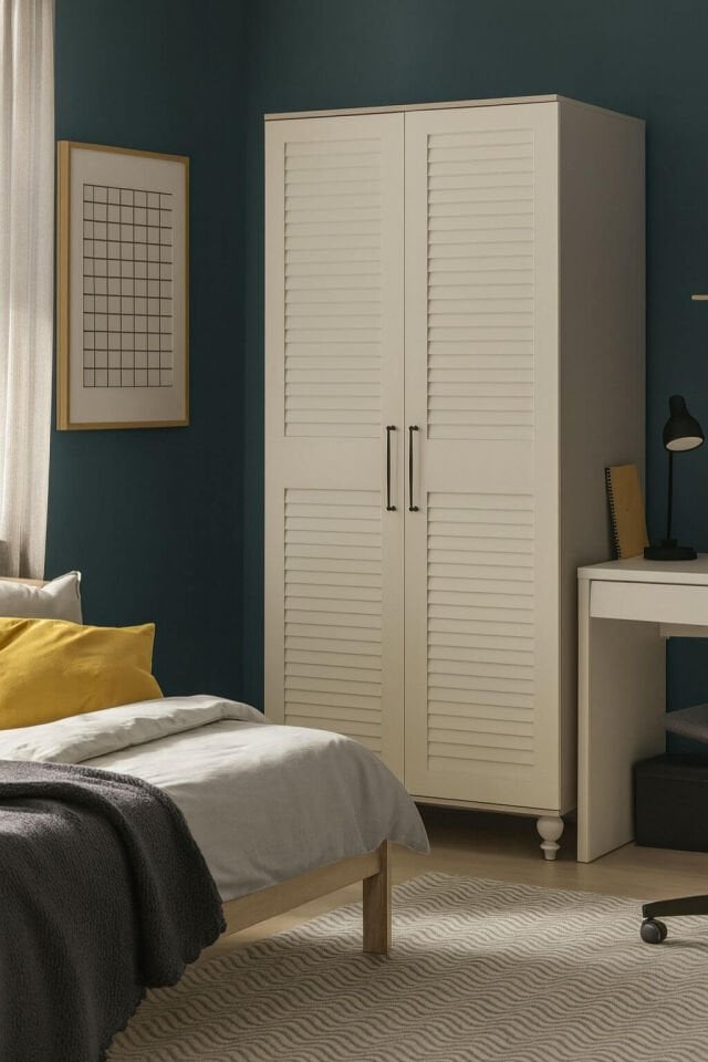 Pera 2 Kapakli MDF Dolap | REHAU Kaplama Panjur Kapaklar | Ağaç Ayaklar