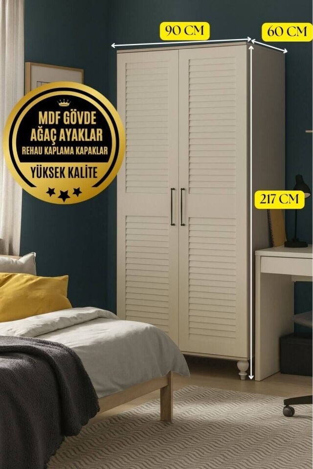 Pera 2 Kapakli Çekmeceli MDF Dolap | REHAU Kaplama Panjur Kapaklar | Ağaç Ayaklar