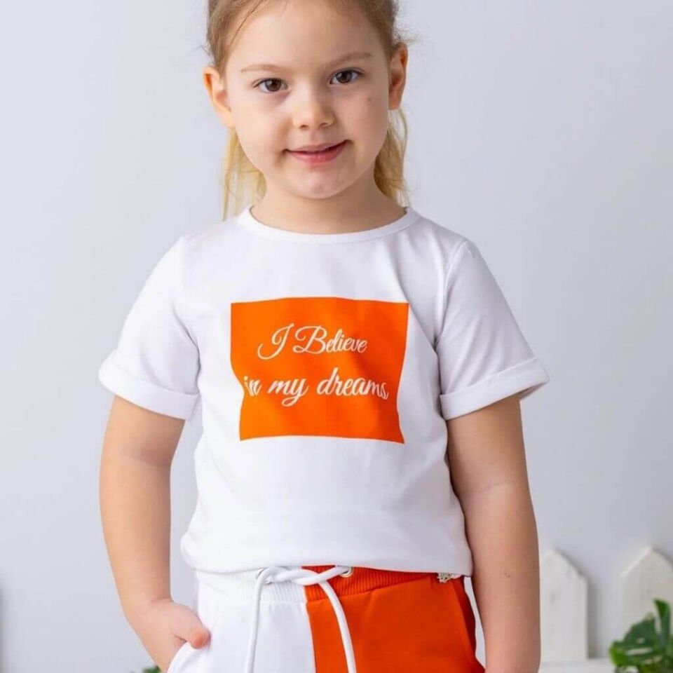 Kız Çocuk Yazı Baskılı Beyaz T-shirt