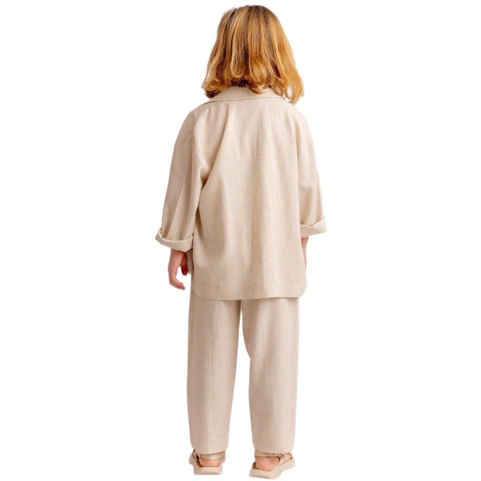 Keten Blazer Ceket Naturel-Unisex