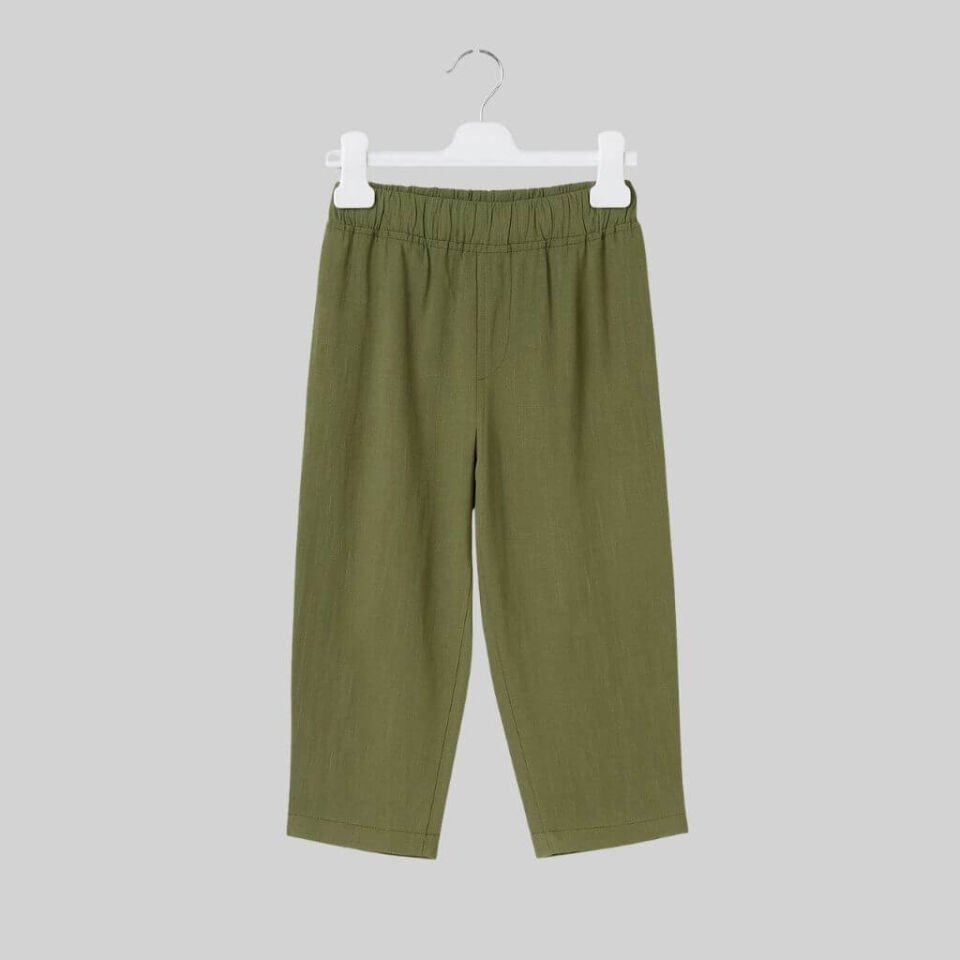 Kontrast Dikişli Keten Pantolon-Unisex