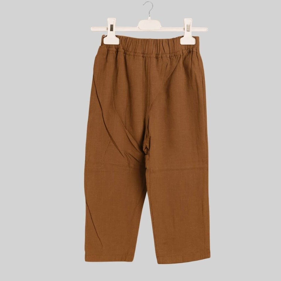 Kontrast Dikişli Keten Pantolon-Unisex