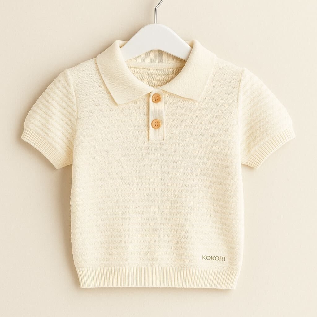 Kokori Kids Triko Polo Yaka | %100 Pamuk | Yumuşak Dokulu | Nefes Alan ve Şık Tasarım-Beyaz