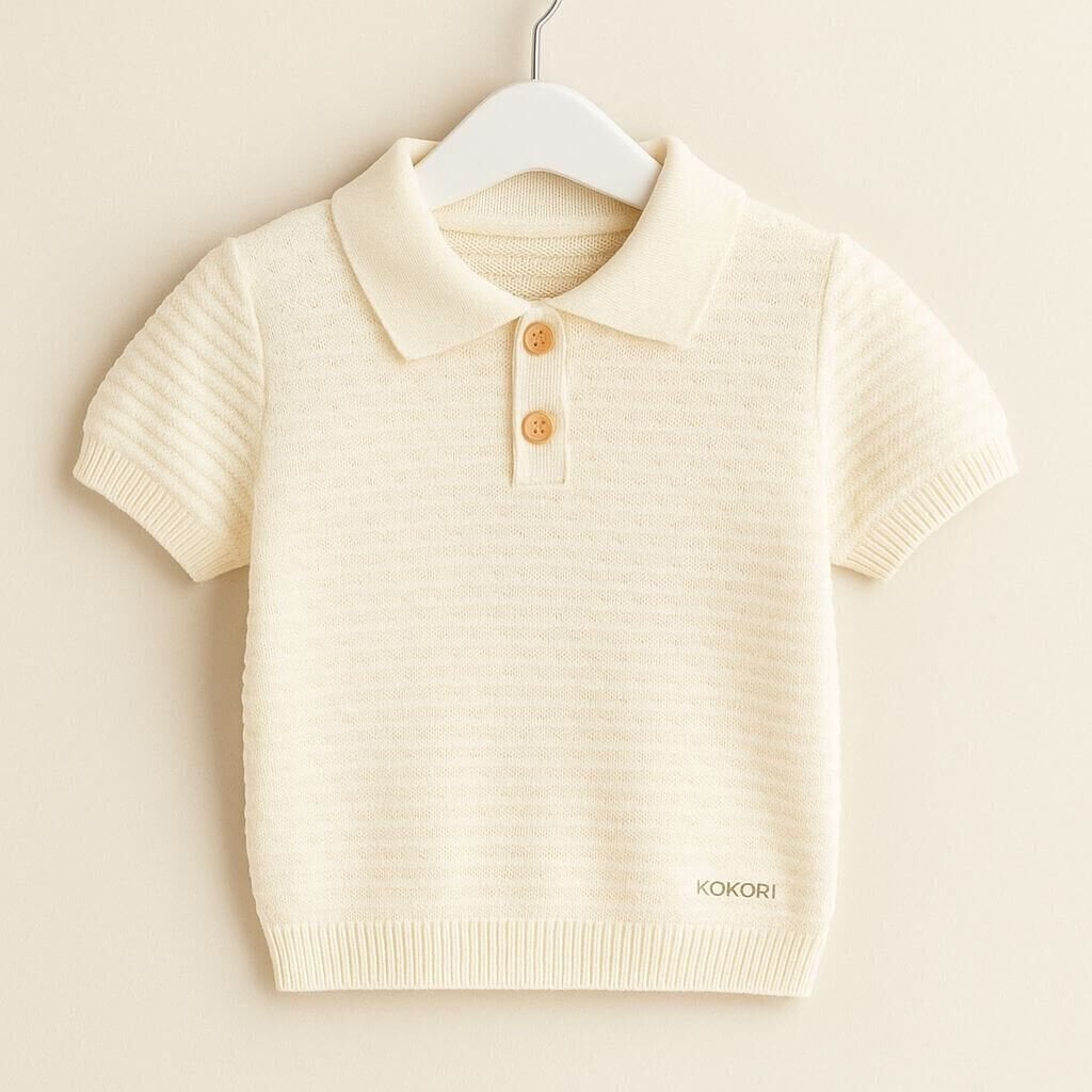 Kokori Kids Triko Polo Yaka | %100 Pamuk | Yumuşak Dokulu | Nefes Alan ve Şık Tasarım-Beyaz