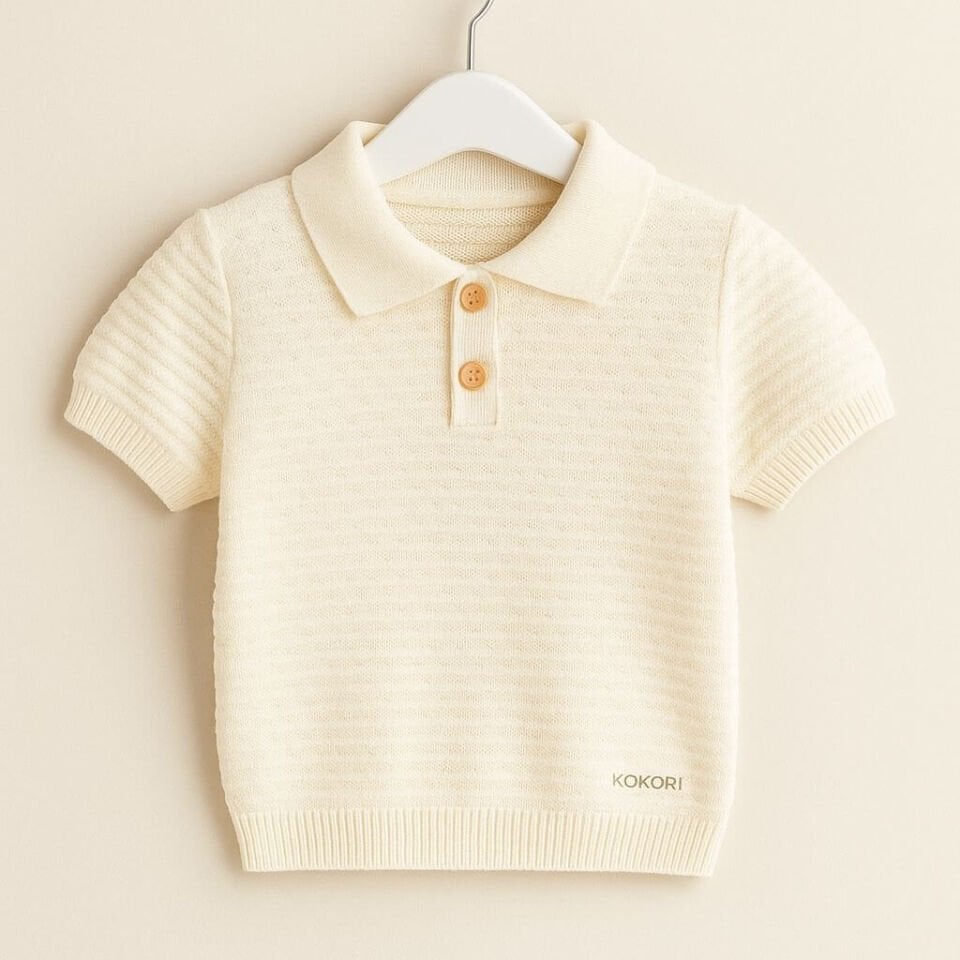 Kokori Kids Triko Polo Yaka | %100 Pamuk | Yumuşak Dokulu | Nefes Alan ve Şık Tasarım-Beyaz