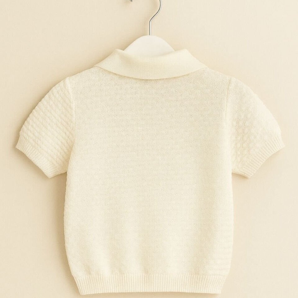 Kokori Kids Triko Polo Yaka | %100 Pamuk | Yumuşak Dokulu | Nefes Alan ve Şık Tasarım-Beyaz