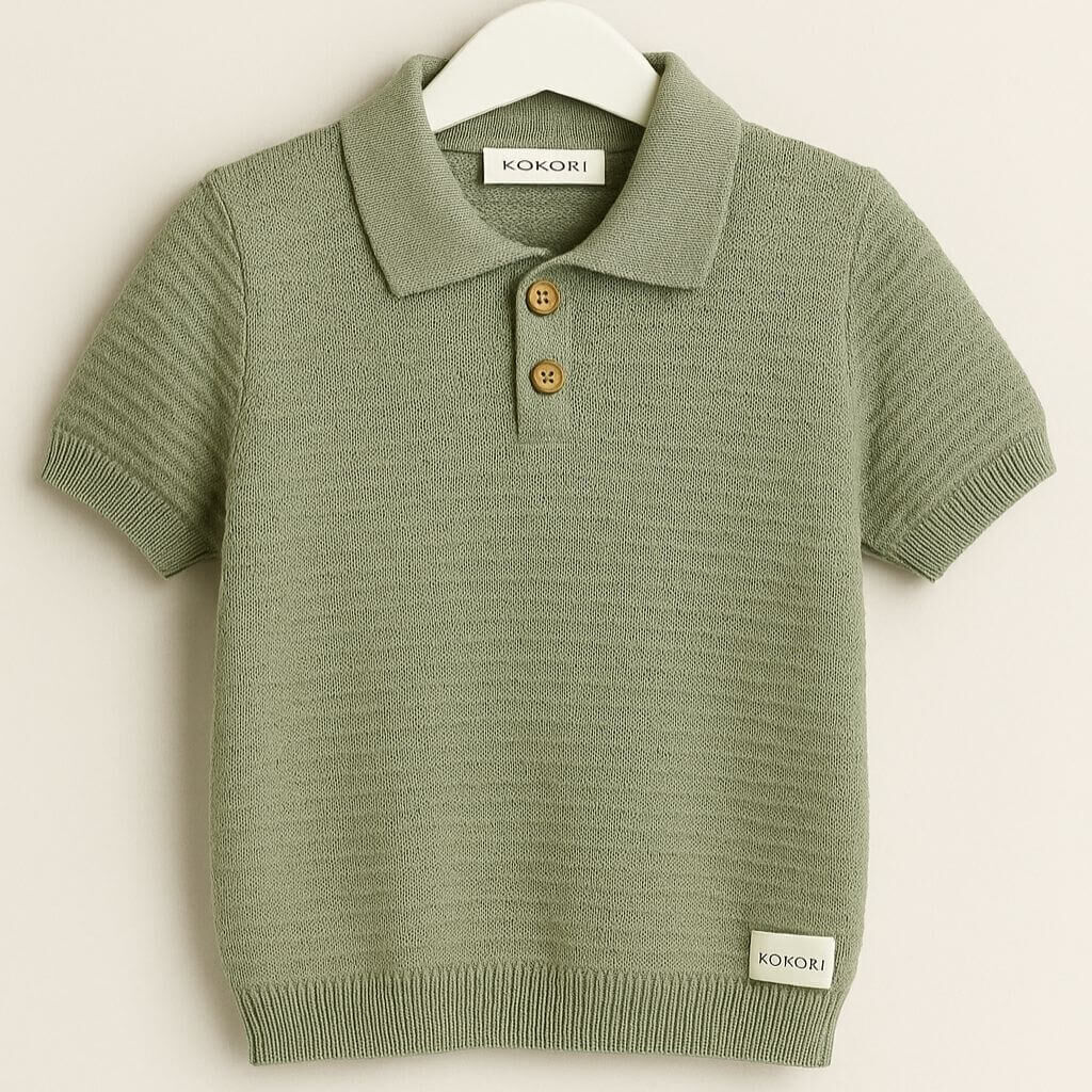 Kokori Kids Triko Polo Yaka | %100 Pamuk | Yumuşak Dokulu | Nefes Alan ve Şık Tasarım-Yeşil